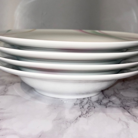 Vintage Mikasa Pink Hibiscus Wide Rimmed Bowl-set of 4 - Picture 5 of 6